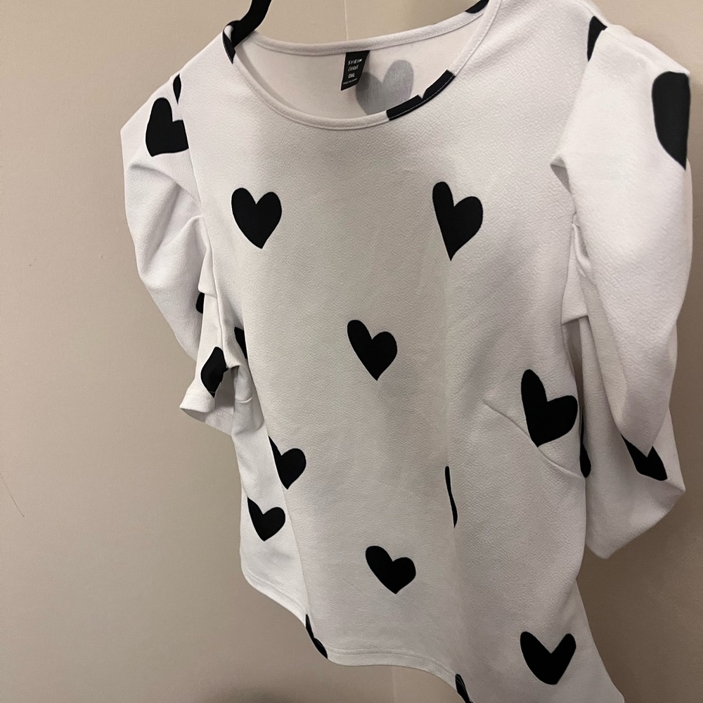 SHEIN Curve OXL Textured White Blouse